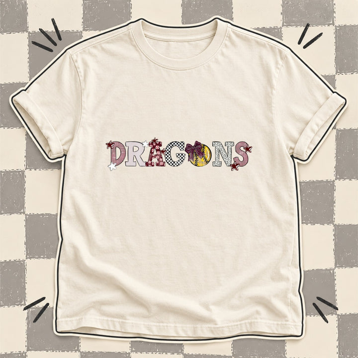 Dragons Maroon White Mixed Doodle Softball Mascots – Mascot Colors DTF transfer mockup