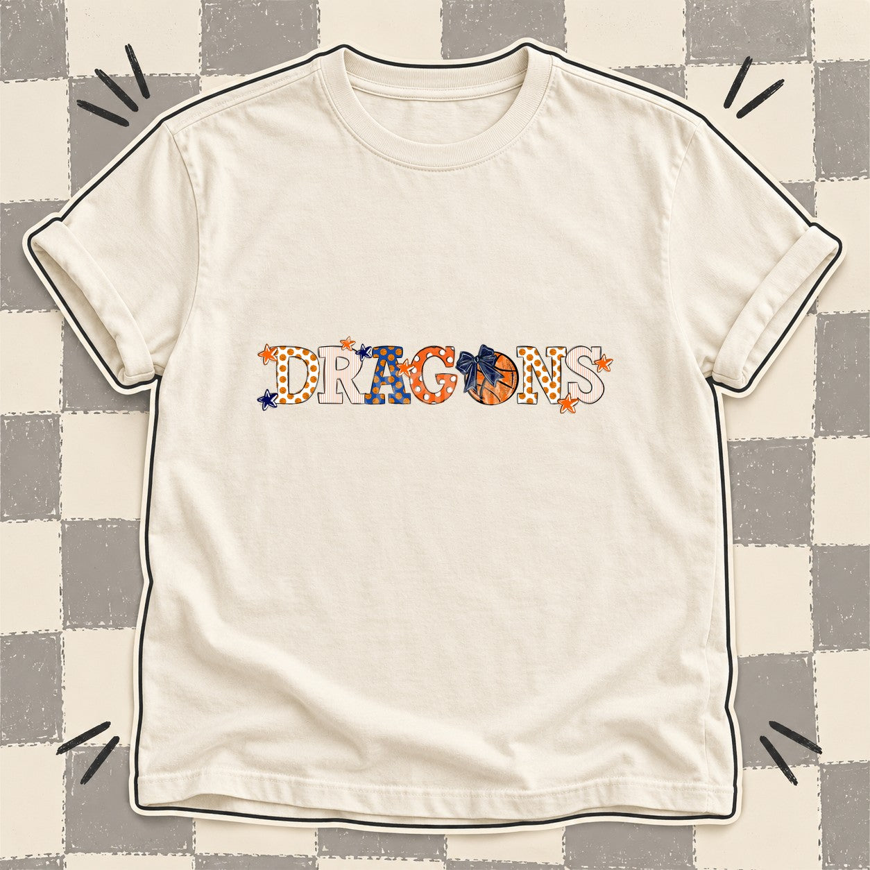 Mixed Doodle Basketball Mascots – Court Classic Dragons design
