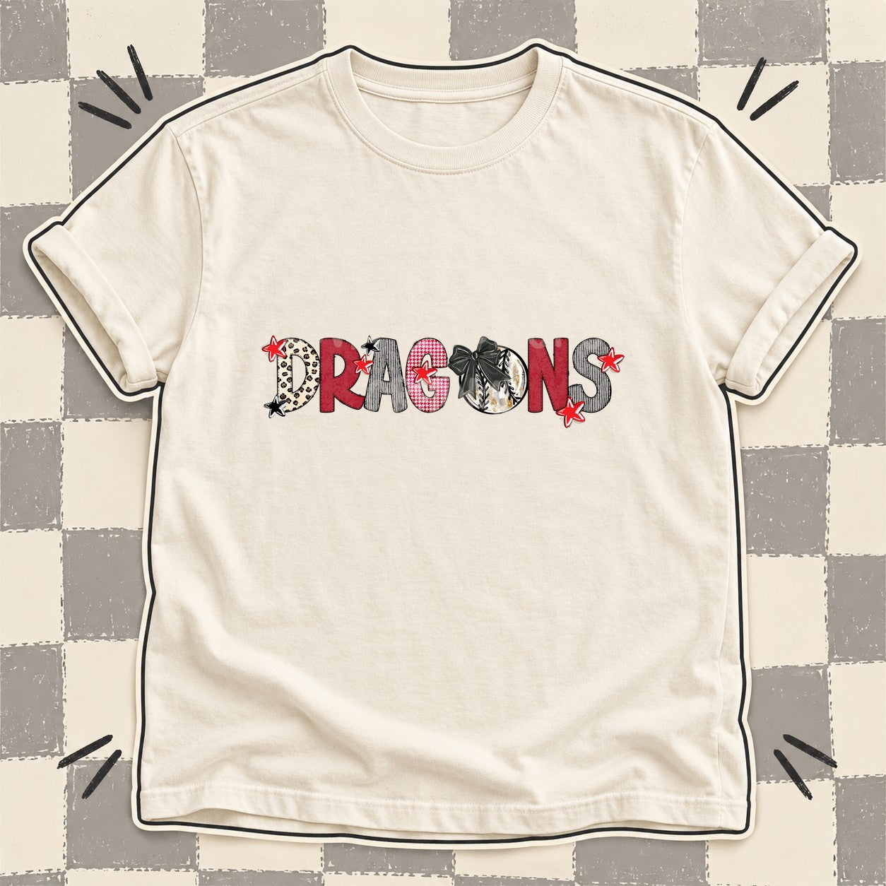 Mixed Doodle Baseball Mascots – Stitched Ballpark Dragons design