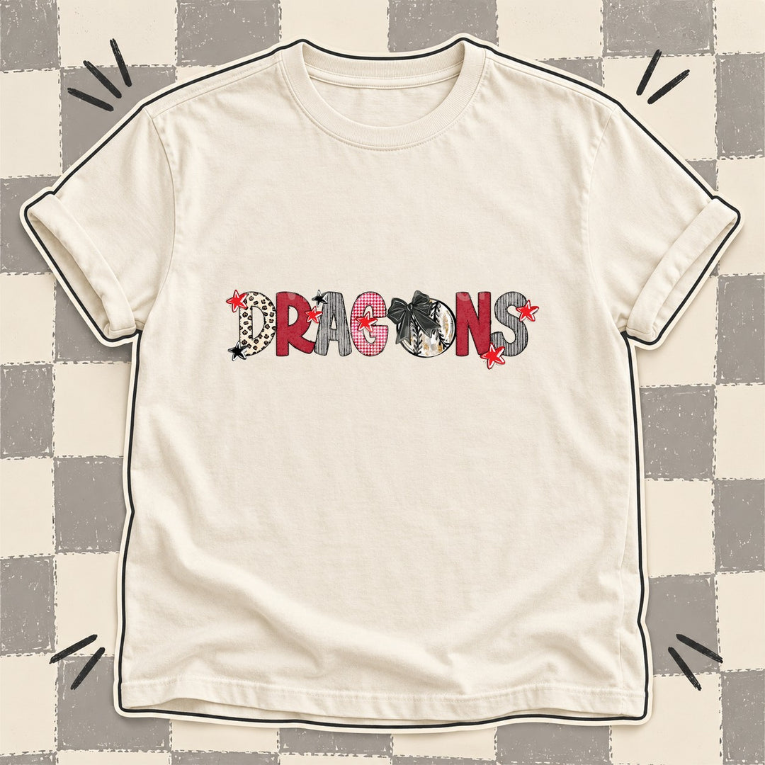 Dragons Mixed Doodle Baseball Mascots – Stitched Ballpark DTF transfer mockup