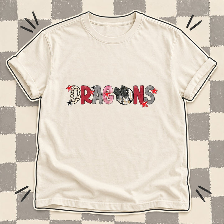 Dragons Mixed Doodle Baseball Mascots – Stitched Ballpark DTF transfer mockup