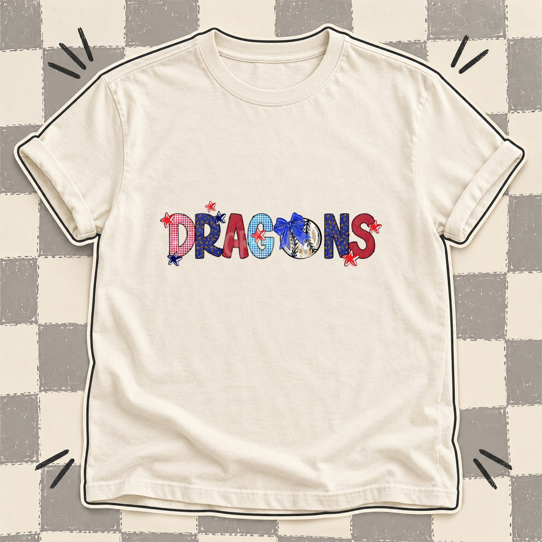Dragons Mixed Doodle Baseball Mascots – Red and Royal DTF transfer mockup