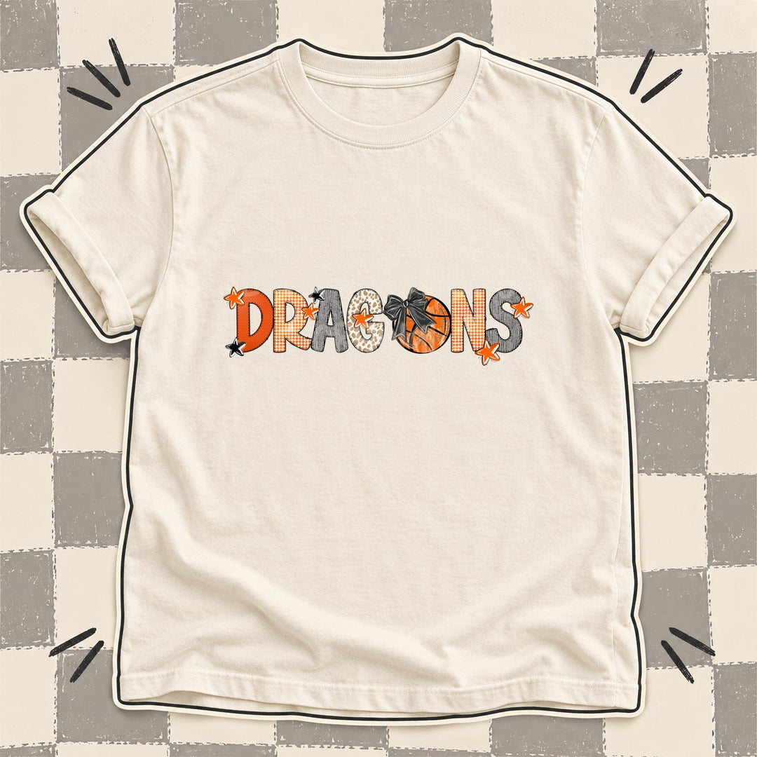 Dragons Mixed Doodle Basketball Mascots – Hoops Houndstooth DTF transfer mockup