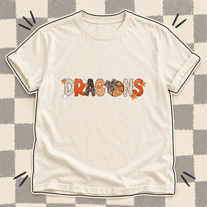 Dragons Mixed Doodle Basketball Mascots – Orange and Brown DTF transfer mockup
