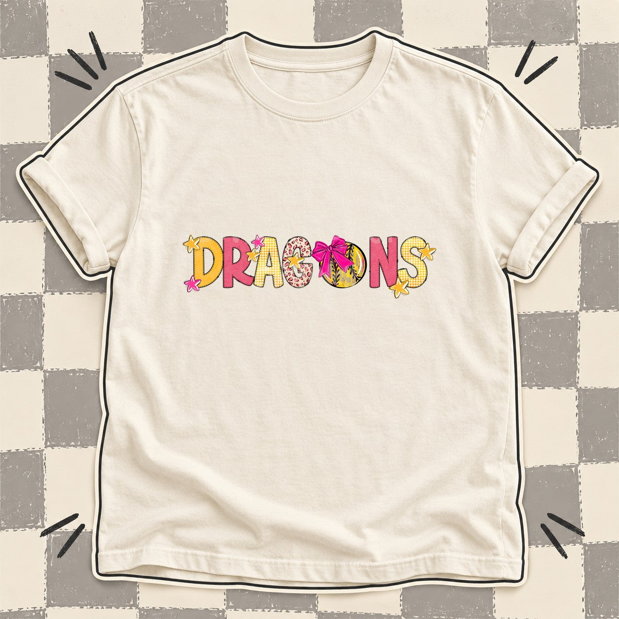Mixed Doodle Softball Mascots – Stitched Softball Dragons design