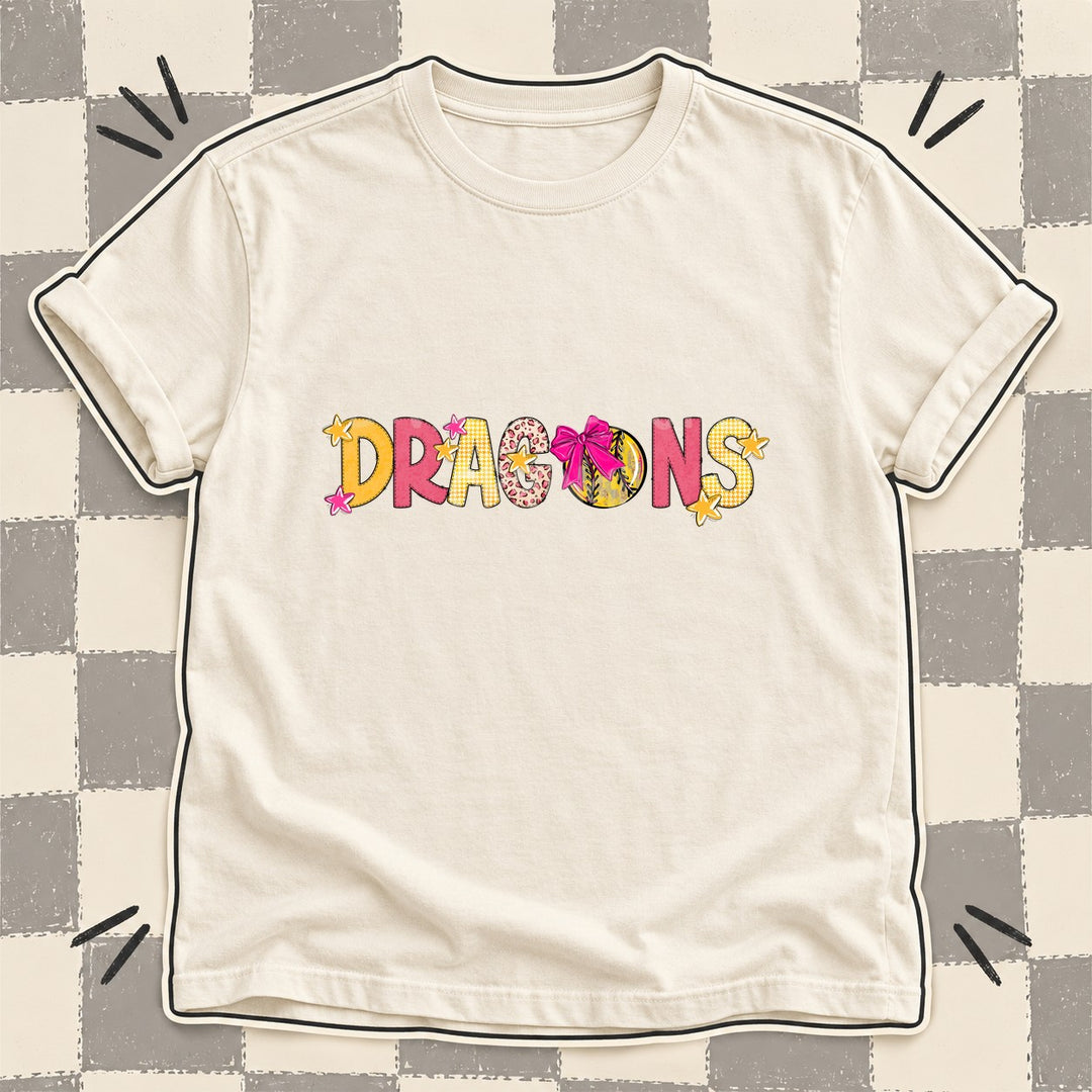 Dragons Mixed Doodle Softball Mascots – Stitched Softball DTF transfer mockup
