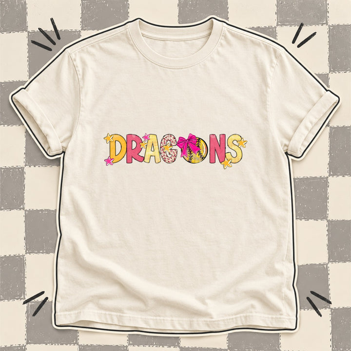 Dragons Mixed Doodle Softball Mascots – Stitched Softball DTF transfer mockup