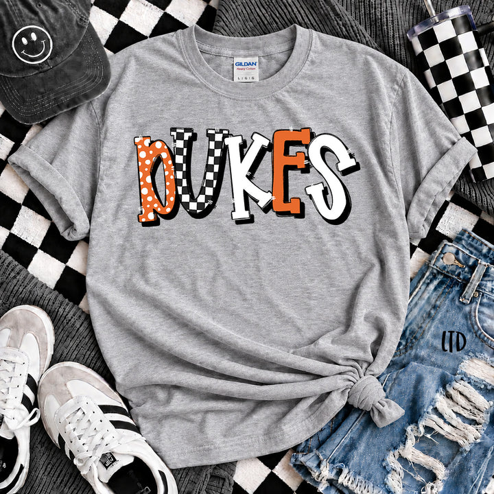 Dukes Orange Black Dot Dot Check Mix Mascots DTF transfer mockup