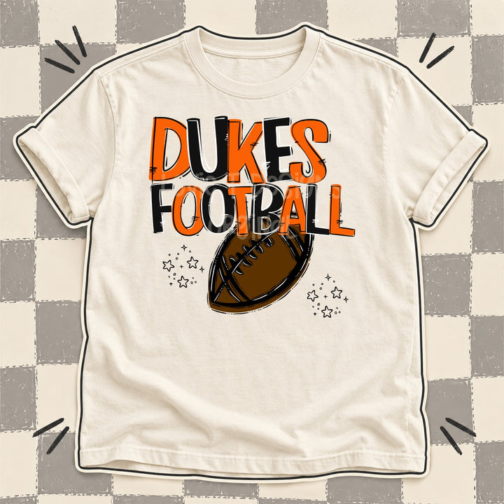 Dukes Orange Black Team Go Football Mascots DTF transfer mockup