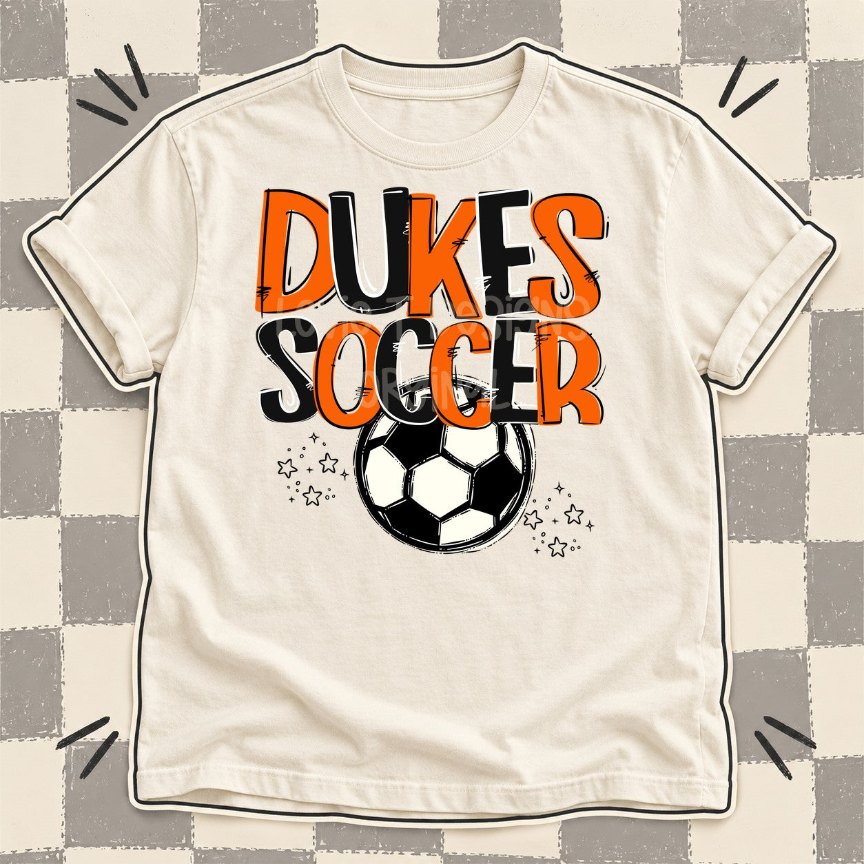 Team Go Soccer Mascots Dukes Orange Black design