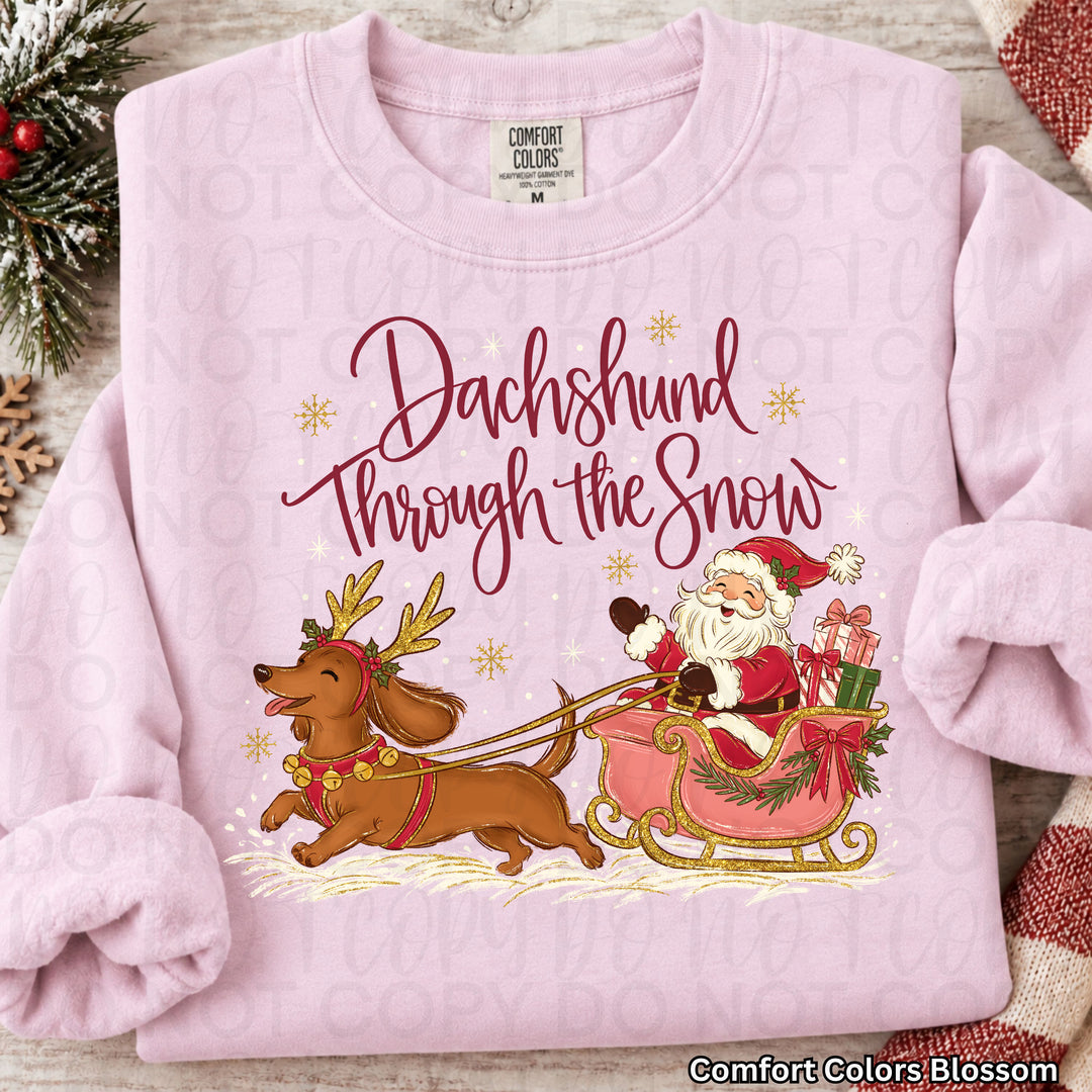 Dachshund Through the Snow Christmas apparel mockup – Lovie T Designs