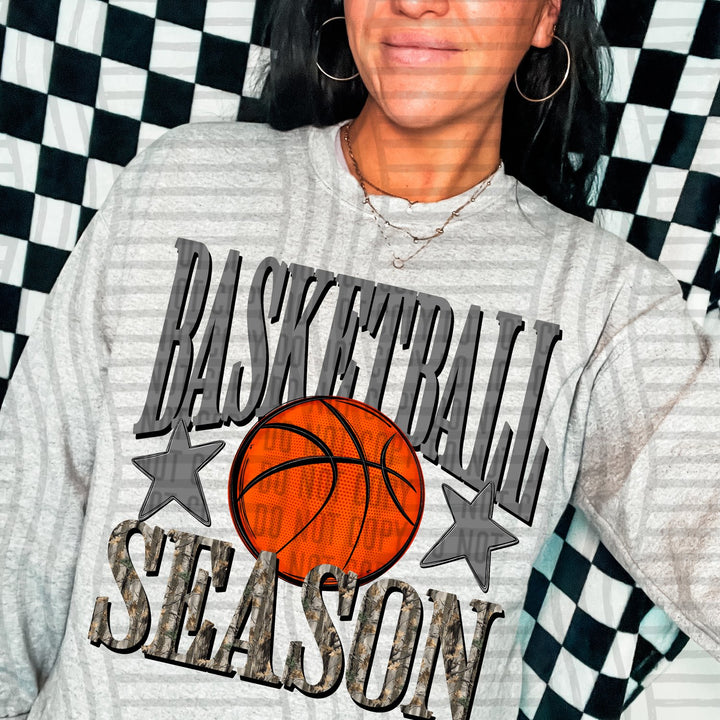 Dark Grey Basketball Season DTF transfer