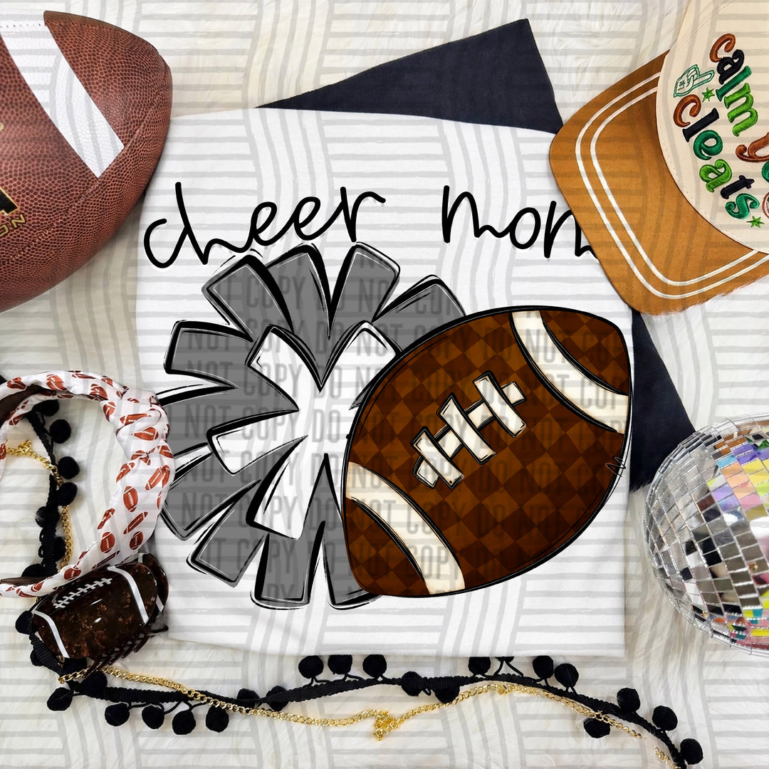 Cheer Mom DTF transfer in Dark Grey & White