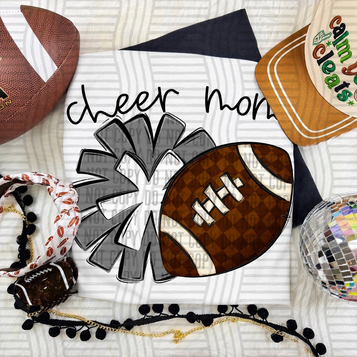 Cheer Mom DTF transfer in Dark Grey & White