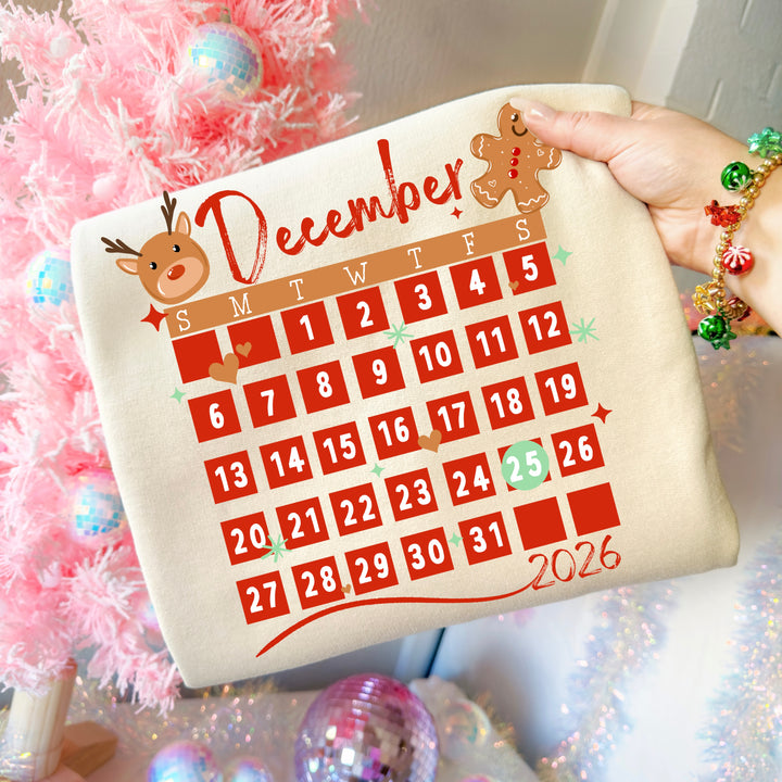 December Calendar 2026 DTF transfer – mockup
