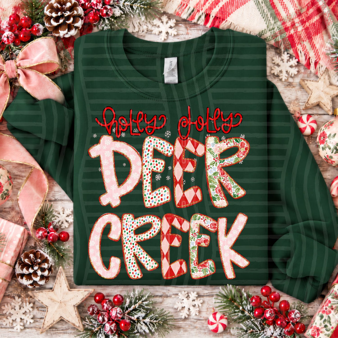 Deer Creek Holly Jolly Confetti Mascots DTF transfer