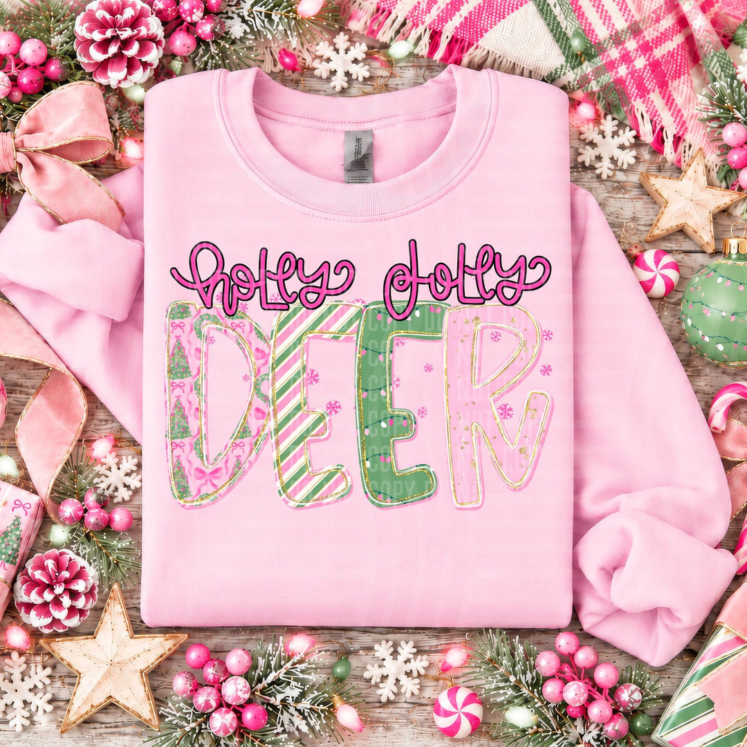Deer Holly Jolly Mistletoe Magic Mascots DTF transfer
