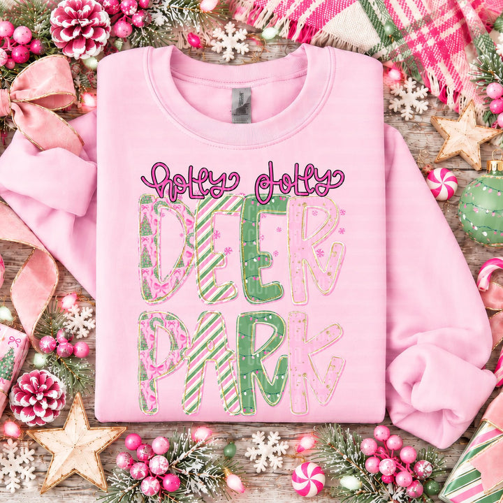 Deer Park Holly Jolly Mistletoe Magic Mascots DTF transfer