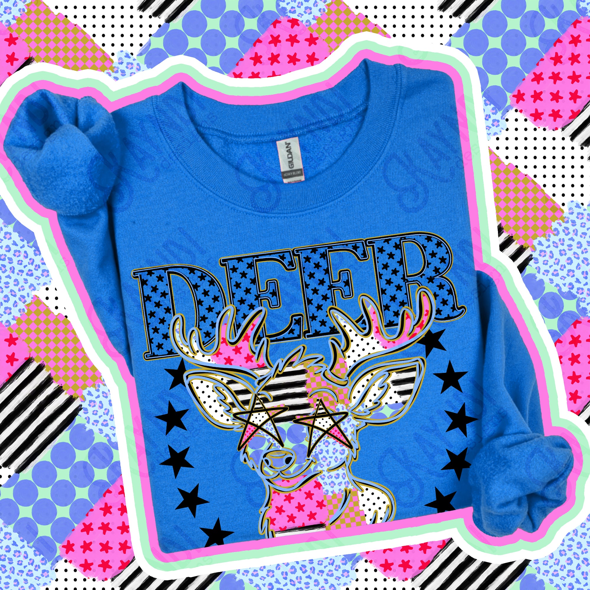 Patchwork Varsity Stars Mascots Deer design