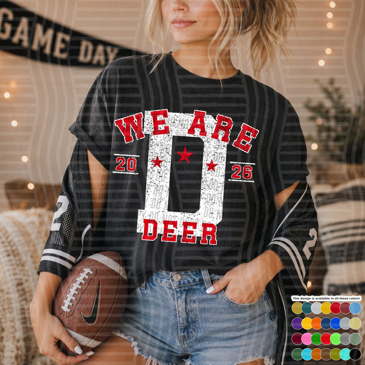 Deer Varsity Initials White Outline Mascots DTF transfer