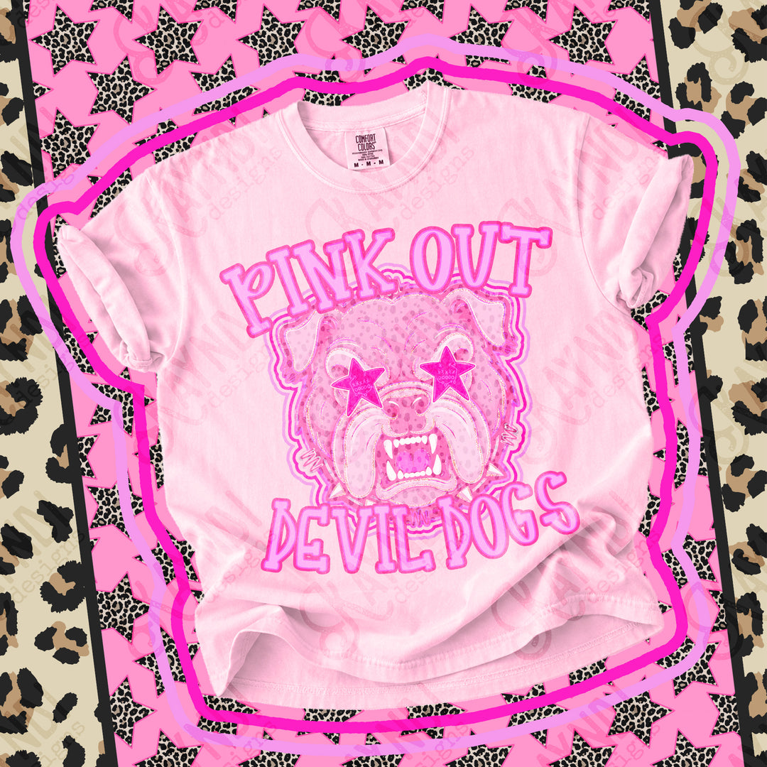 Devil Dogs 6 Pink Out Mascots mascot DTF transfer