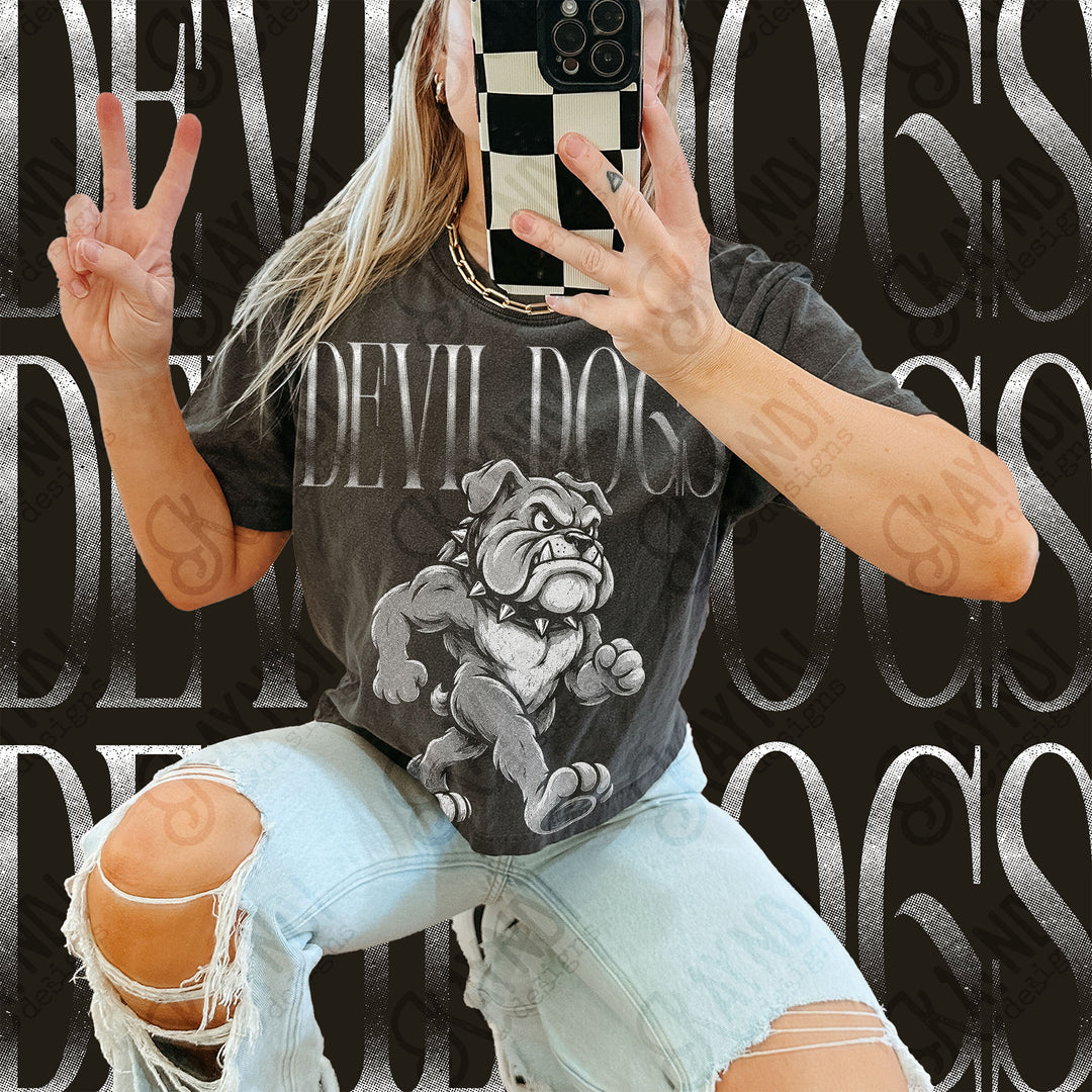 Halftone Mascots Devil Dogs DTF transfer mockup