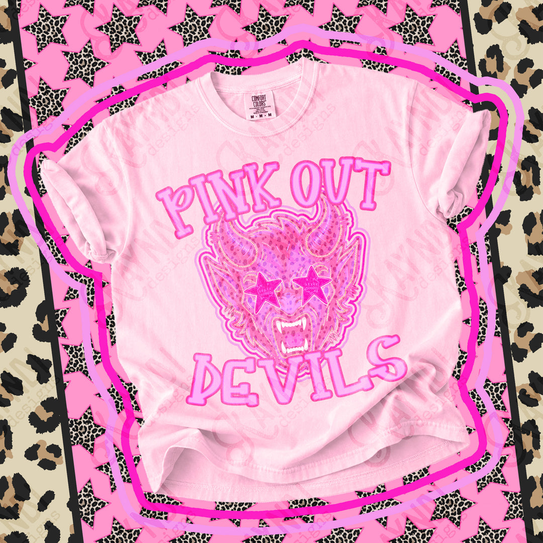 Devils 2 Pink Out Mascots mascot DTF transfer