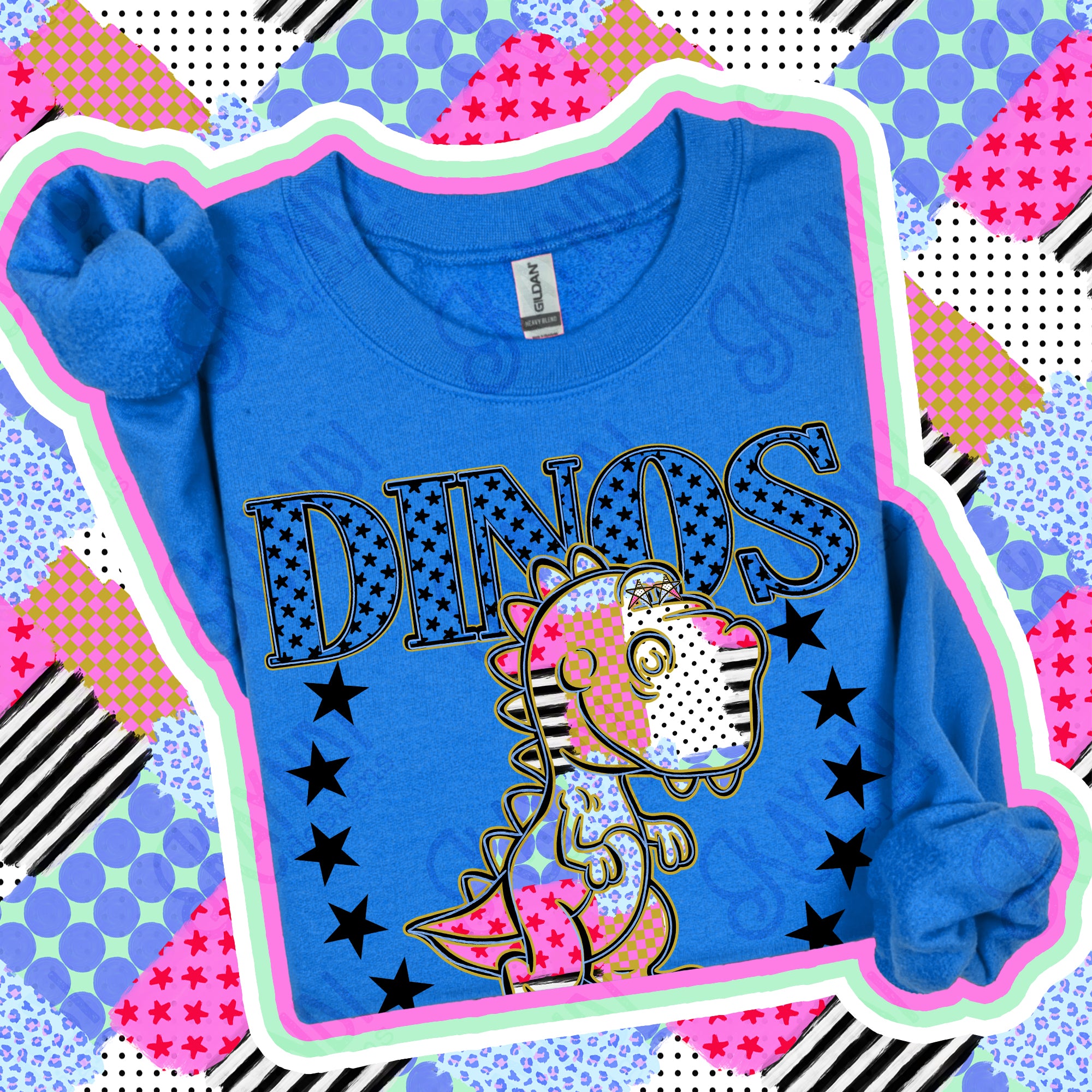 Patchwork Varsity Stars Mascots Dinos 3 design