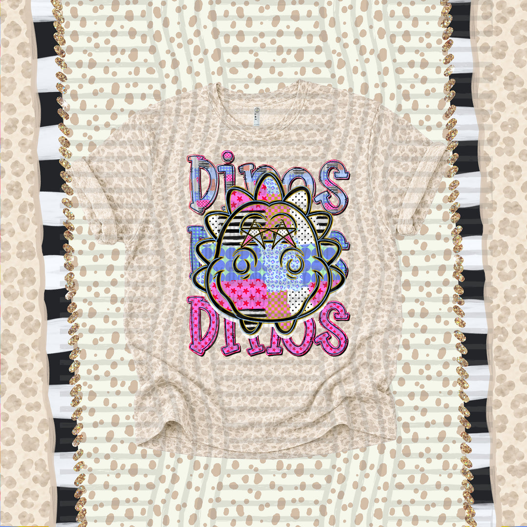 Dinos Dolly Doodle mascot DTF transfer