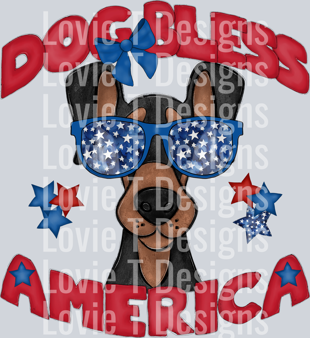 Dog Bless America Doberman