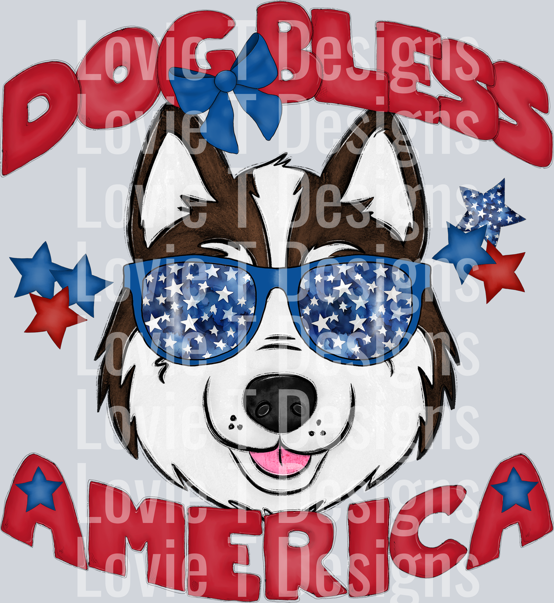 Dog Bless America Red Brown Huskie