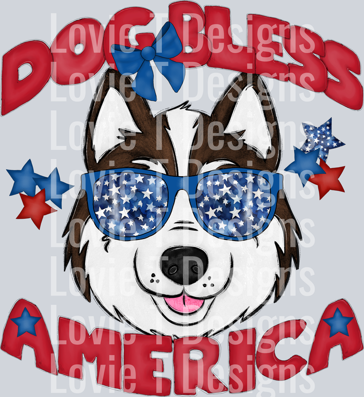 Dog Bless America Red Brown Huskie