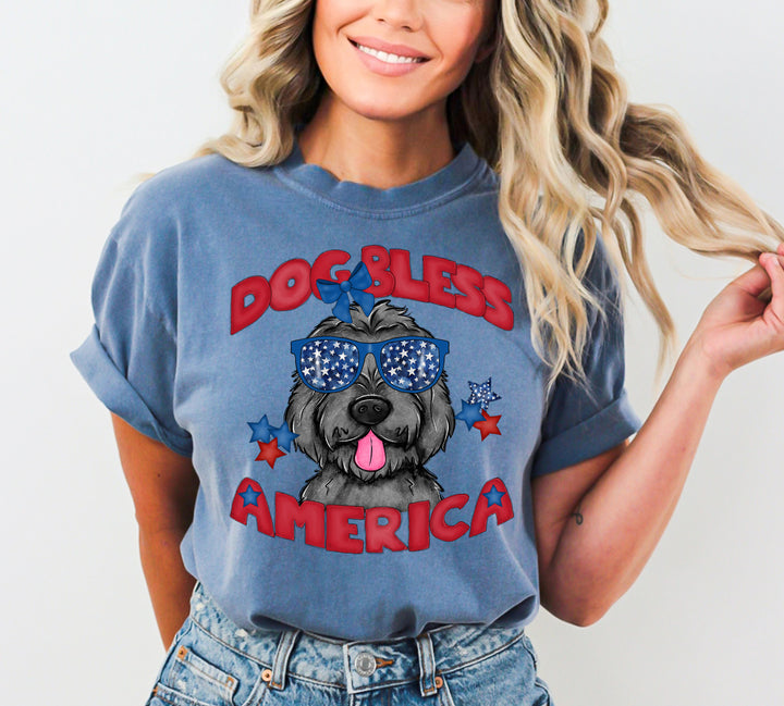 DOG BLESS AMERICA BLACK DOODLE