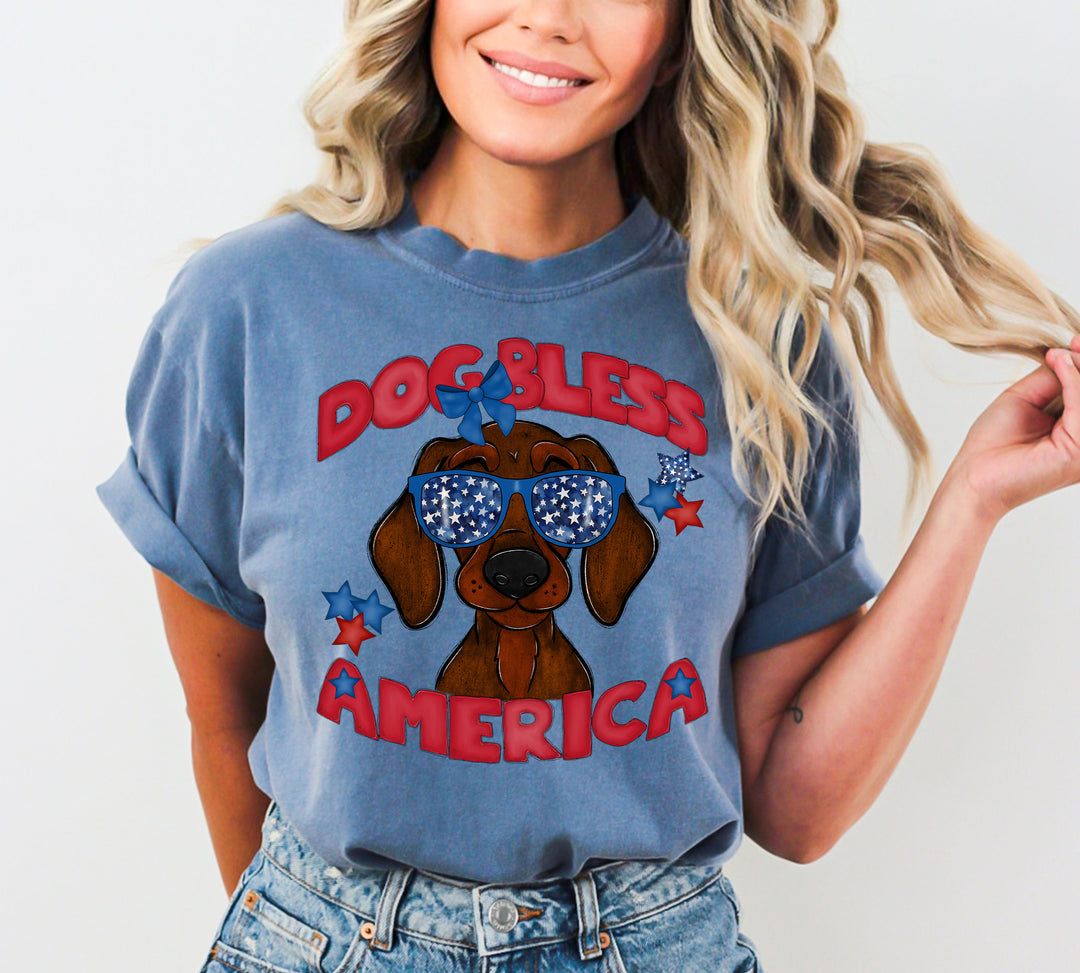 DOG BLESS AMERICA DACHSHUND RED