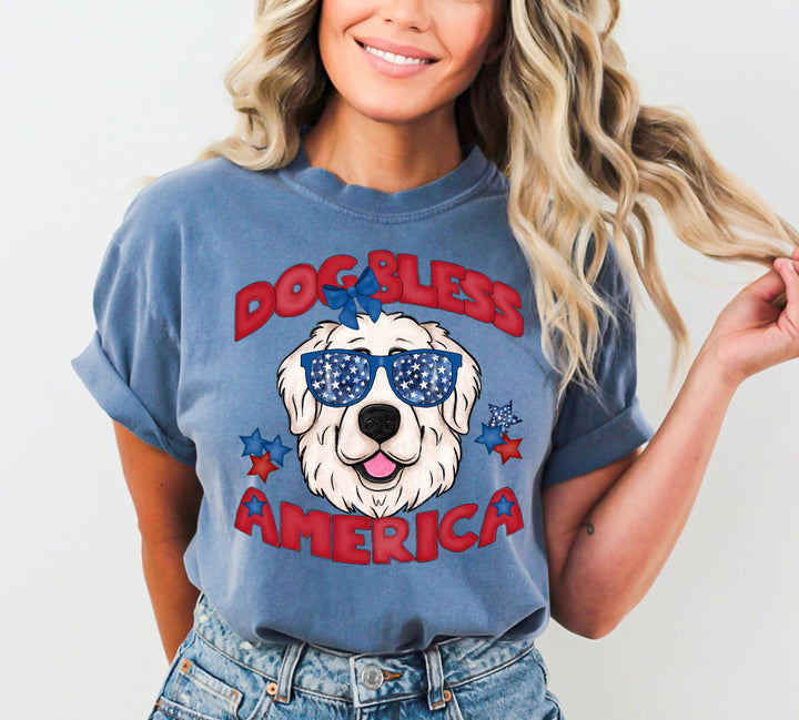 DOG BLESS AMERICA GREAT PYRENEESE