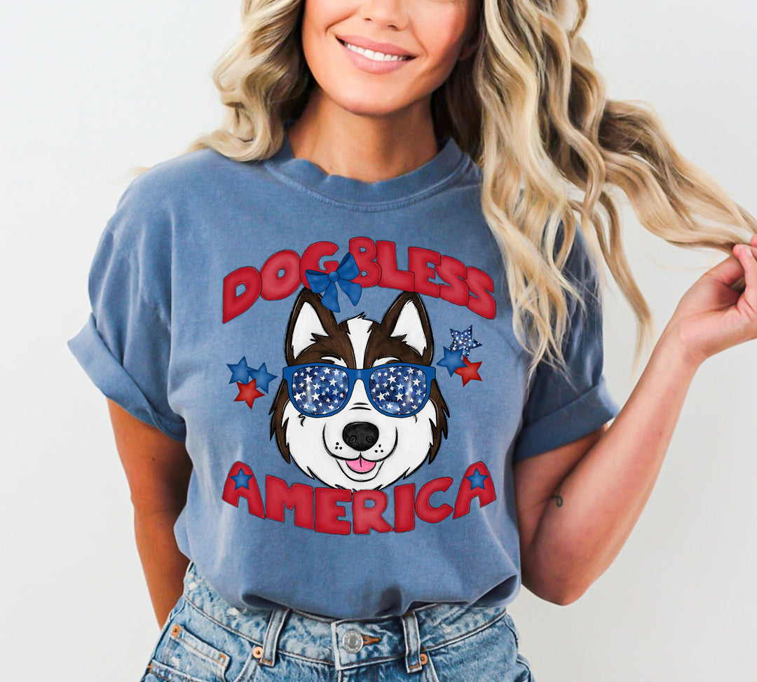 DOG BLESS AMERICA RED BROWN HUSKIE
