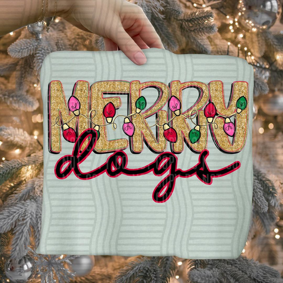 Dogs Merry Lights Mascots DTF transfer