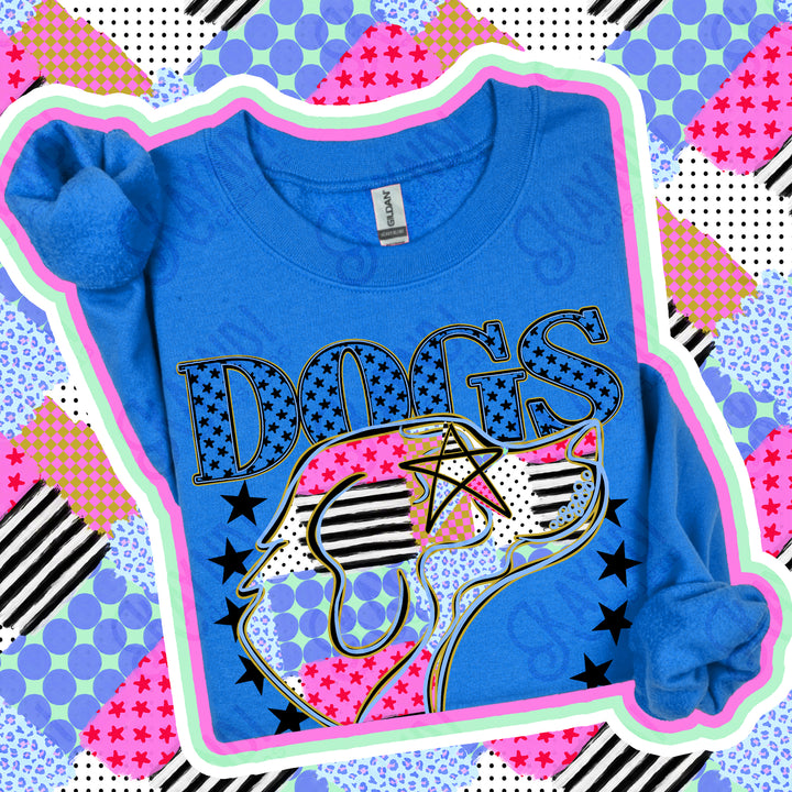 Dogs Patchwork Varsity Stars mascot DTF transfer