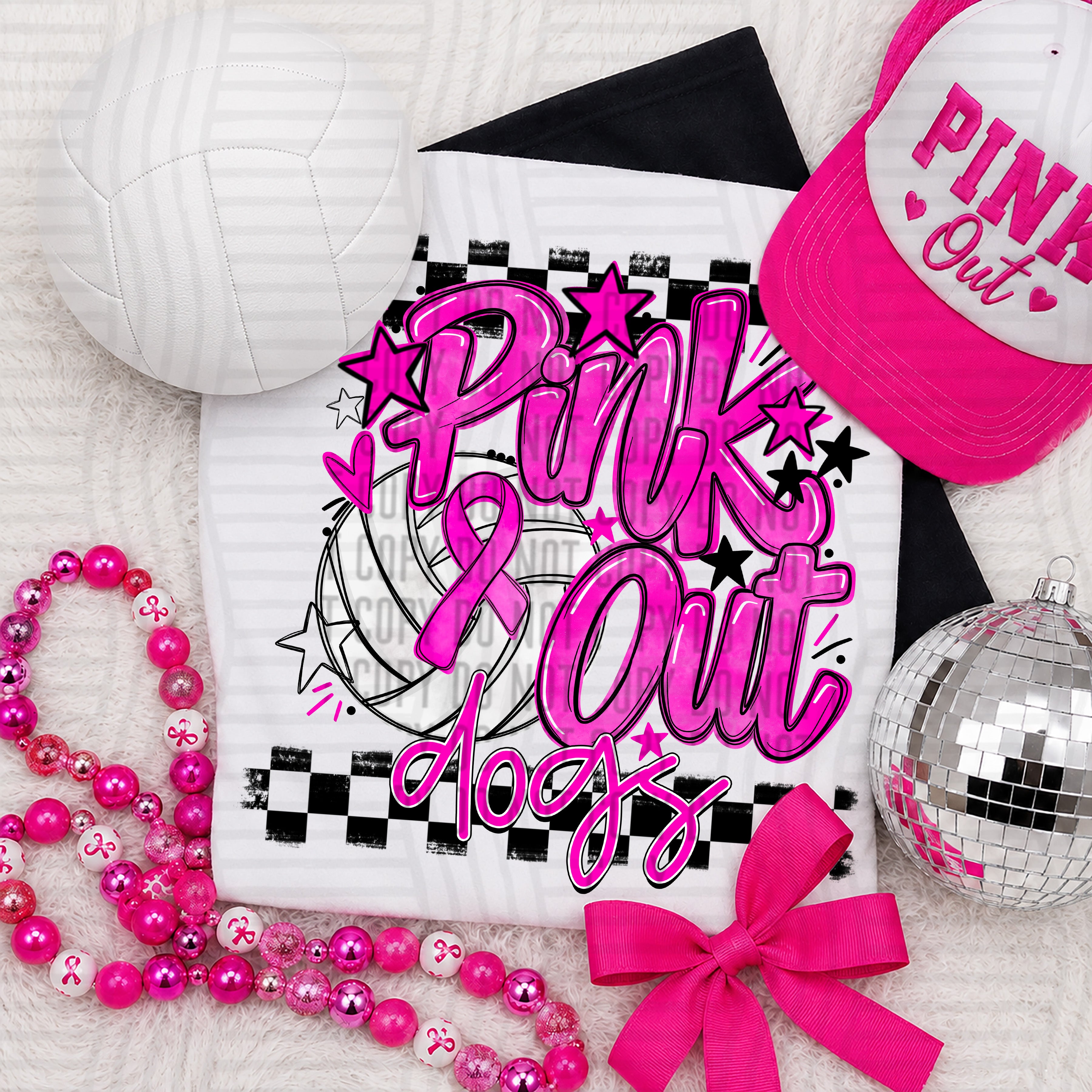 Pink Out Volleyball Dogs design