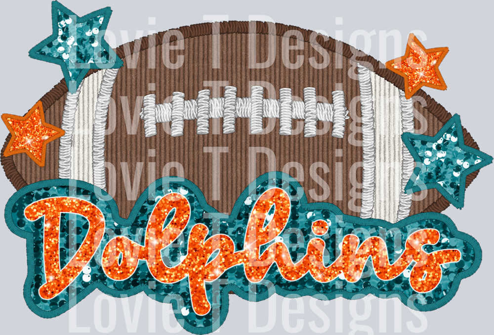 Dolphins Football Faux Applique