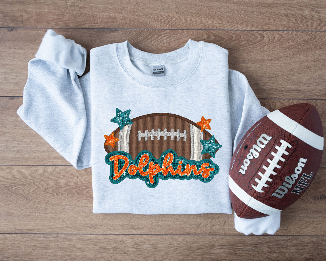 DOLPHINS FOOTBALL FAUX APPLIQUE