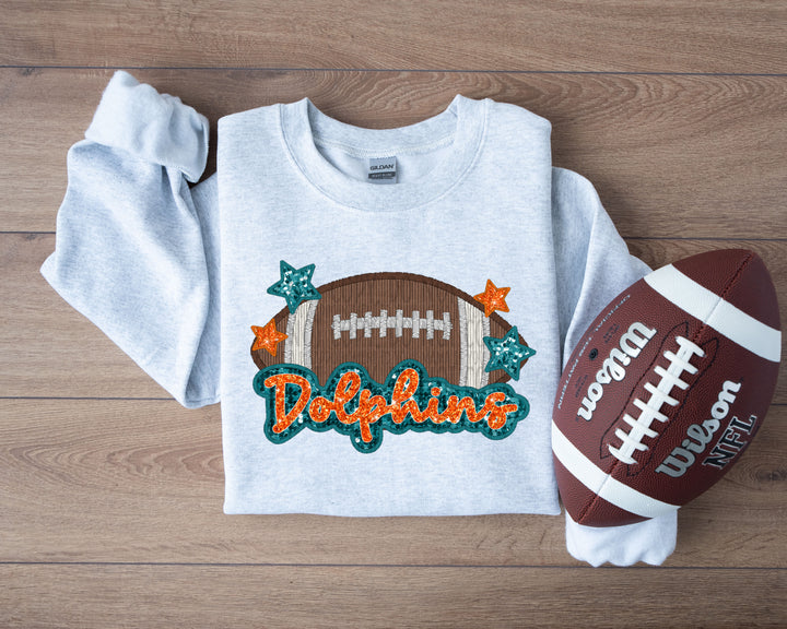DOLPHINS FOOTBALL FAUX APPLIQUE
