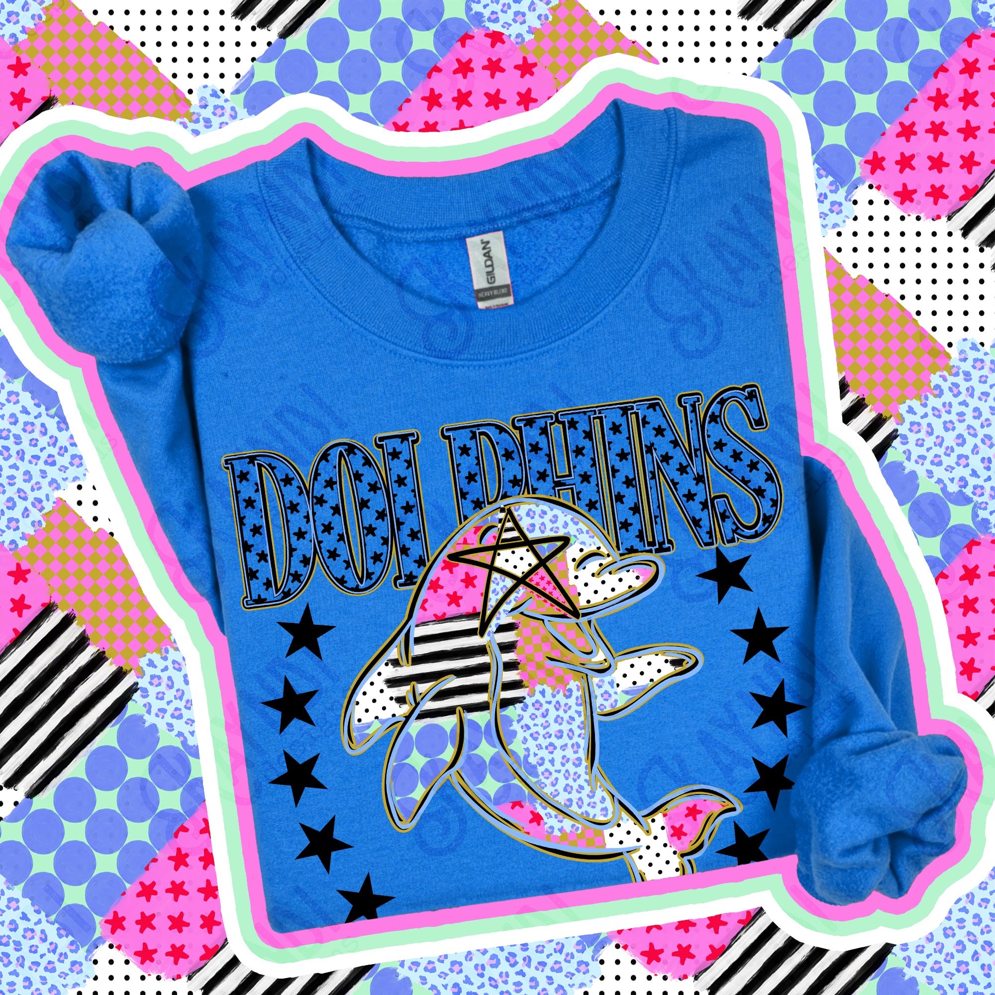 Patchwork Varsity Stars Mascots Dolphins 2 design