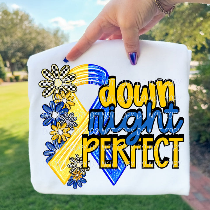 Down Right Perfect awareness DTF transfer mockup
