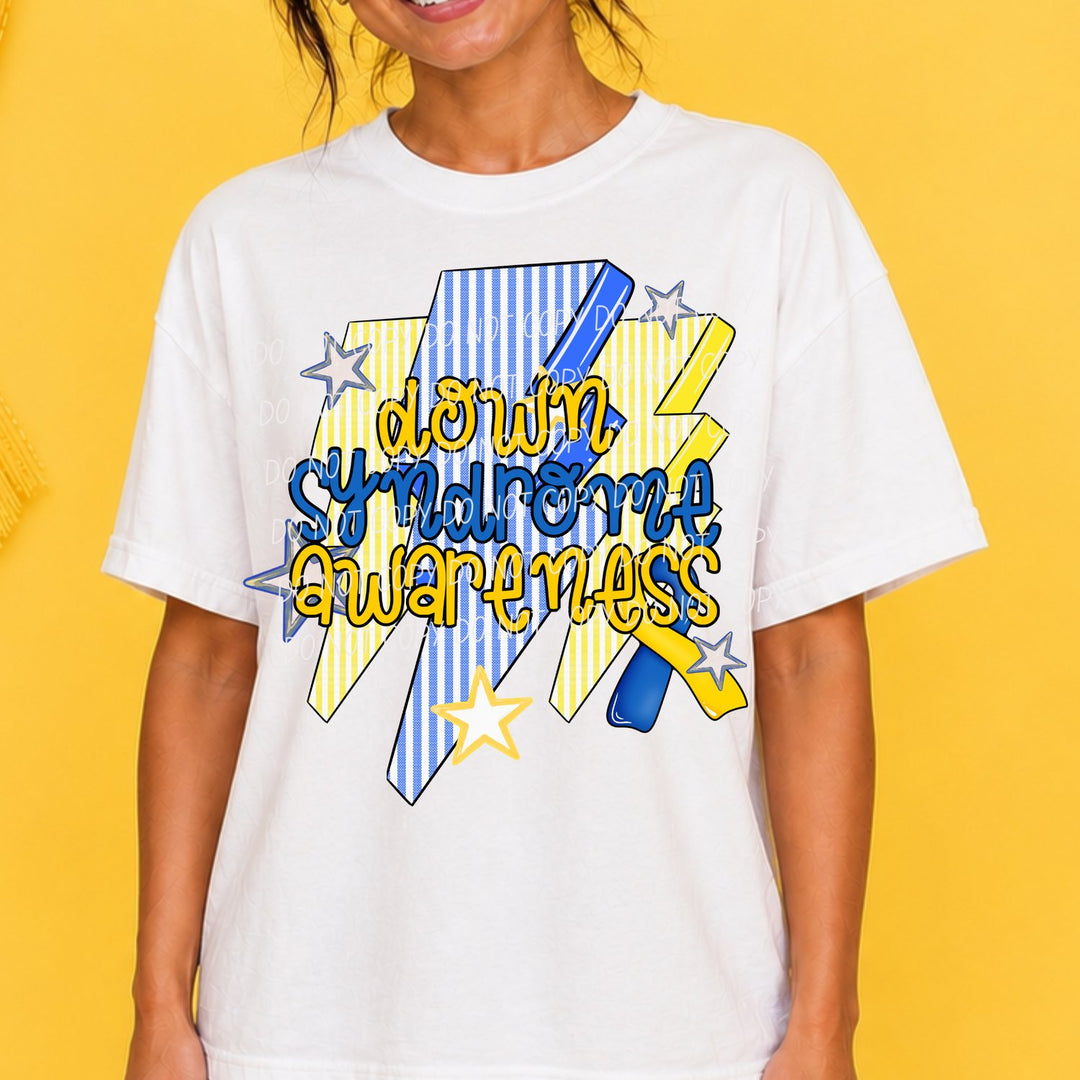 Down Syndrome Awareness Bolt awareness DTF transfer mockup