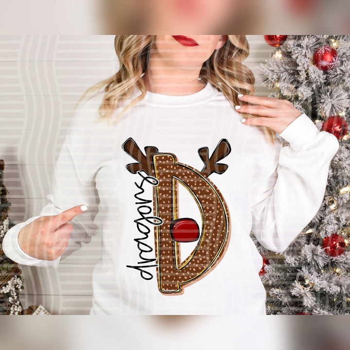 Dragons Deer Antler Initial Mascots DTF transfer