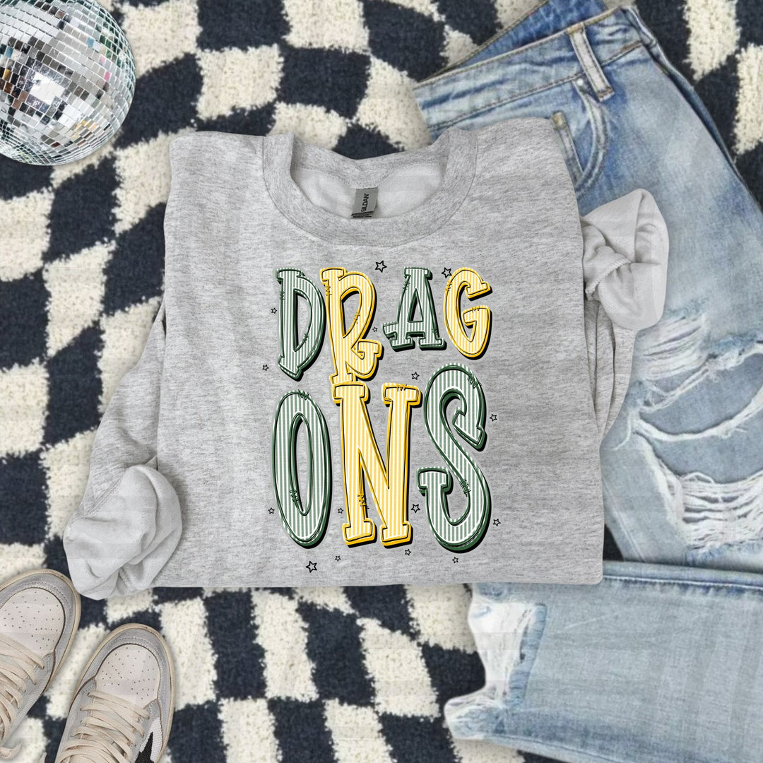 Dragons Hunter Green & Yellow Gold Seersucker Chic Two Color DTF transfer mockup