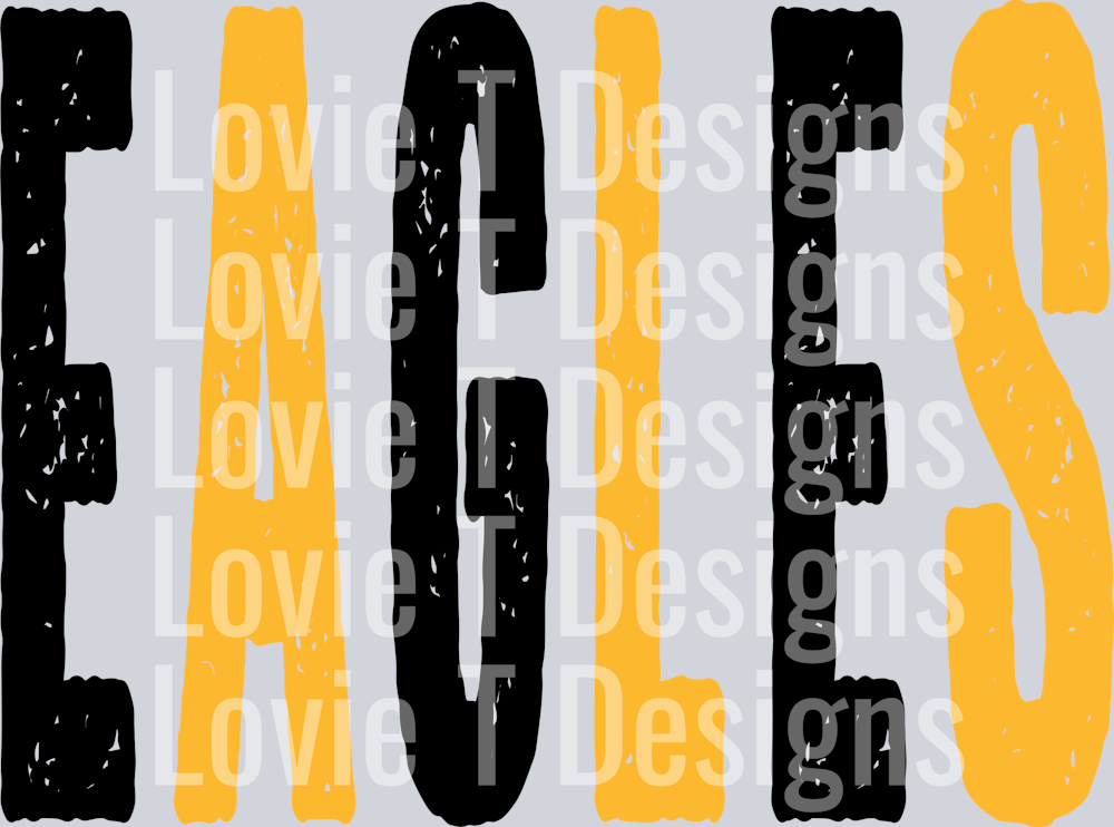 EAGLES BLACK AND GOLD OVERSIZED GRUNGE MASCOT