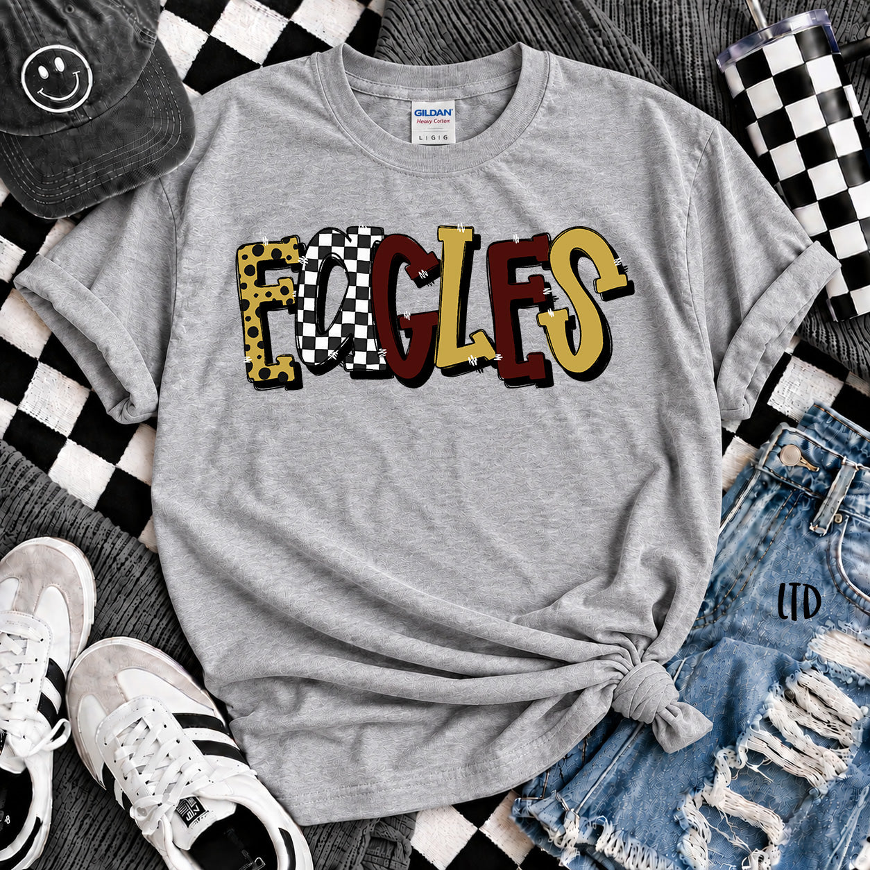 Dot Dot Check Mix Mascots Eagles Vegas Gold Maroon design