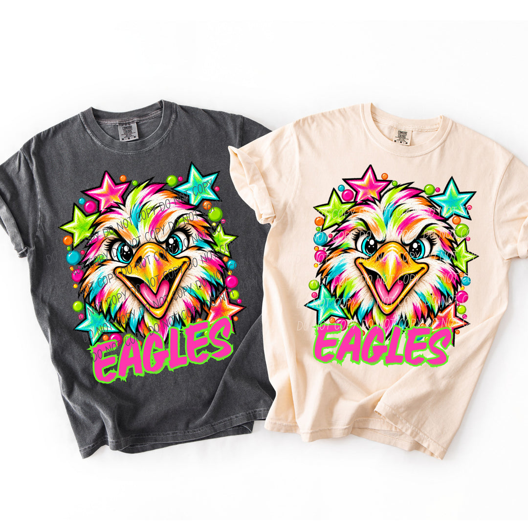 Eagles Neon Starstruck mascot DTF transfer